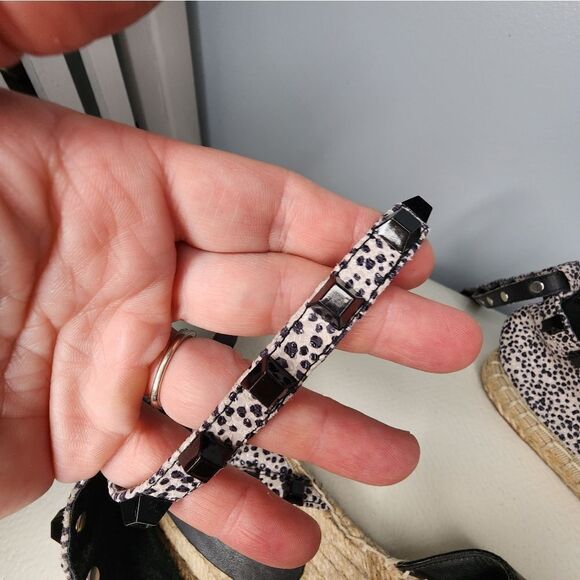 REBECCA MINKOFF GILLES STUDDED LEATHER ESPADRILLE ANKLE STRAP SANDALS SZ 7 - Picture 7 of 7